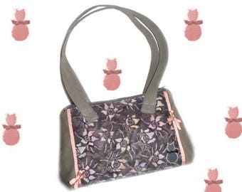 Handmade bag woman, woman, batik, romantic hand bag purse shoulder bag purse, grey pink, original bag, women gift original, gift idea