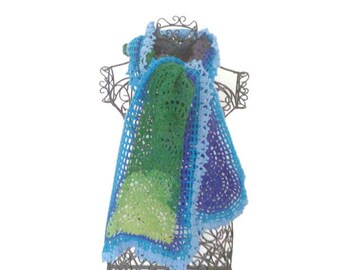 Black scarf blue-green purple woman boho hippie chic, winter gift for hippie woman boho,stamp rainbow scarf blue green