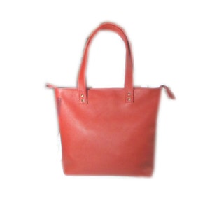 Original tote bag in red leather of French creation, chic and practical, an ideal gift for cat fans image 2