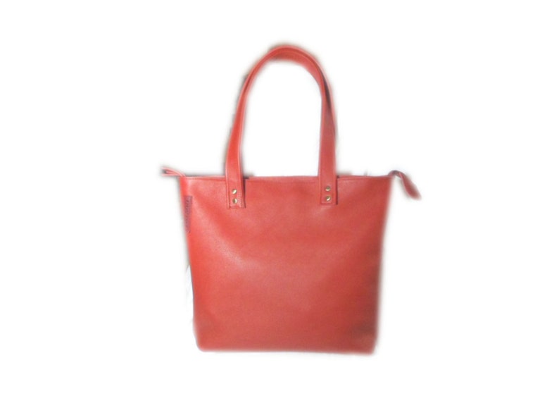 Original tote bag in red leather of French creation, chic and practical, an ideal gift for cat fans image 2