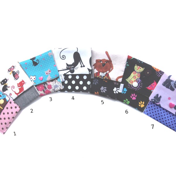 Pochettes de rangement imprimées chats, étui emballage cadeau,mini pochette écologique,pochette voyage,pochette sac à main,pochette savon