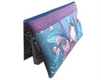 Porte-chéquier en simili cuir avec perroquet multicolore,porte chéquier motifs ethniques,fan de cadeau ethnique,cadeau chic oiseau exotique