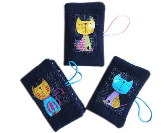 Porte cartes visite double compartiment,porte cartes chats mignons, porte carte 2 compartiments,étui cartes imprimé chat,étui carte bancaire