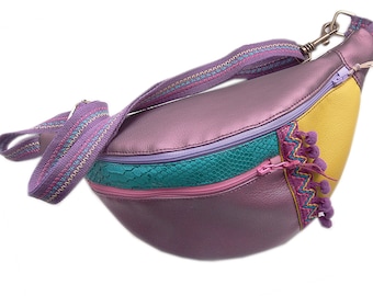 Multicolored banana bag, boho chic style banana bag, hippie chic style belt bag, original women's belly bag, multicolored hip bag