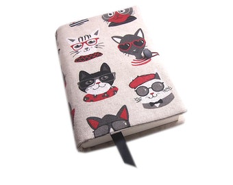 Cat book cover Cat book cover Cat print pocket book cover Cat pocket book cover Black gray white cat print