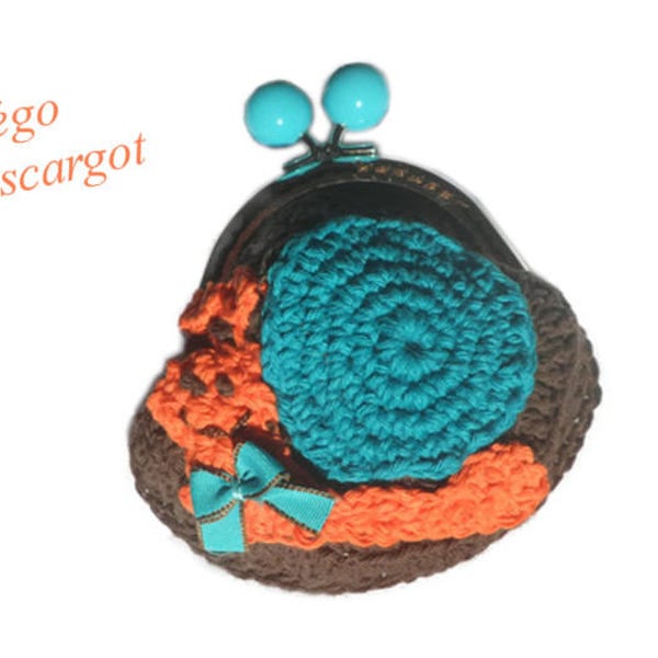 Porte monnaie escargot au crochet,porte monnaie en coton avec fermoir rétro bourse forme escargot drôle,cadeau original pour femme ou enfant