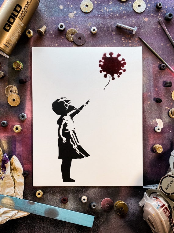 Banksy inspired Spray Paint Painting / Stencil Art / Street Art / Graffiti