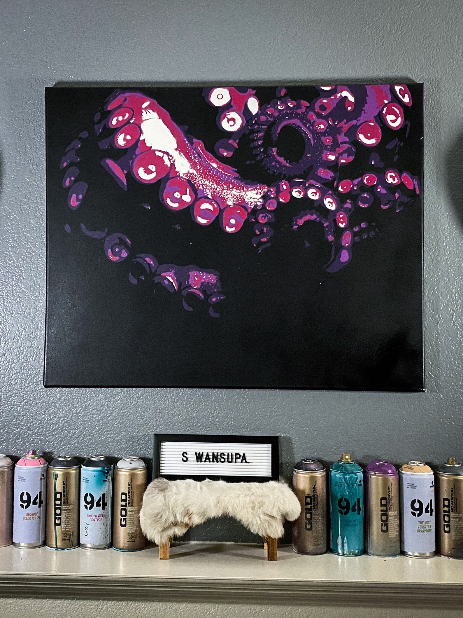 Octopus Portrait / Stencil Art / Spray Paint Painting / Ocean Etsy