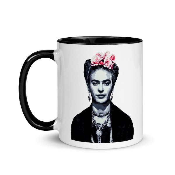 Frida Kahlo Coffee or Tea Mug | Stencil Spray Paint Art