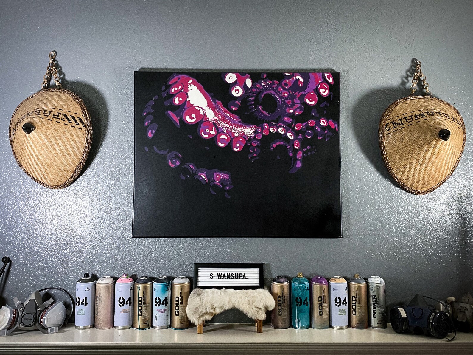 Octopus Portrait / Stencil Art / Spray Paint Painting / Ocean Etsy