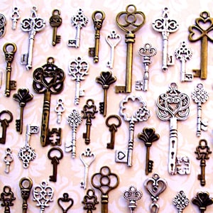 Clés gracieuses réplique squelette vintage Look antique charmes bijoux Steampunk mariage perles approvisionnement pendentif artisanat vacances cadeau bague d'invitation
