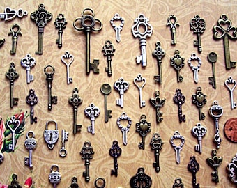 Réplique de nouvelles clés squelettes bijoux Steampunk mariage perles pendentif vintage artisanat antique scrapbooking attrape-soleil verre à vin charmes en gros