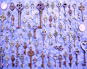Bulk Replica Skeleton Keys New Antique Charms Vintage Jewelry Steampunk Wedding Bead Craft Gift Bouquet Flowers Vase Clip Costume Gift Tag