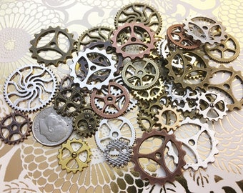 Cogs Watch Parts Gears Pinwheel Pinion Steampunk Buttons Wheels Flywheel Sprocket Ratchet Tine Teeth Widget Charms Jewelry Transmission