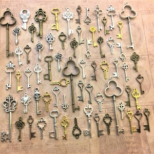 Fancy Replica Mixed Lot Keys Skeleton Keys New Vintage Keys Antique Old Keys Charms Jewelry Steampunk Wedding Bead Supplies Pendant Craft
