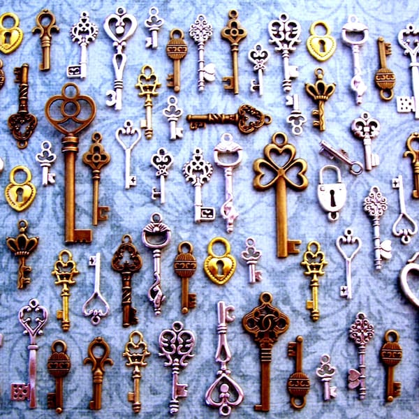 Old Bulk Lot Skeleton Keys Vintage Antique Replica Charms Jewelry Steampunk Wedding Bead Supplies Pendant Decoration Decoration Craft zz