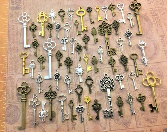 Special Replica Skeleton Keys Vintage Antique Old Charm Jewelry Steampunk Wedding Bead Pewter Iron Brass Pendant Collection Ring Chain Craft