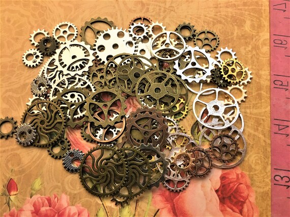 30g Antique Gold Silver Bronze Copper Charm Mix Steampunk Vintage Animals Varied