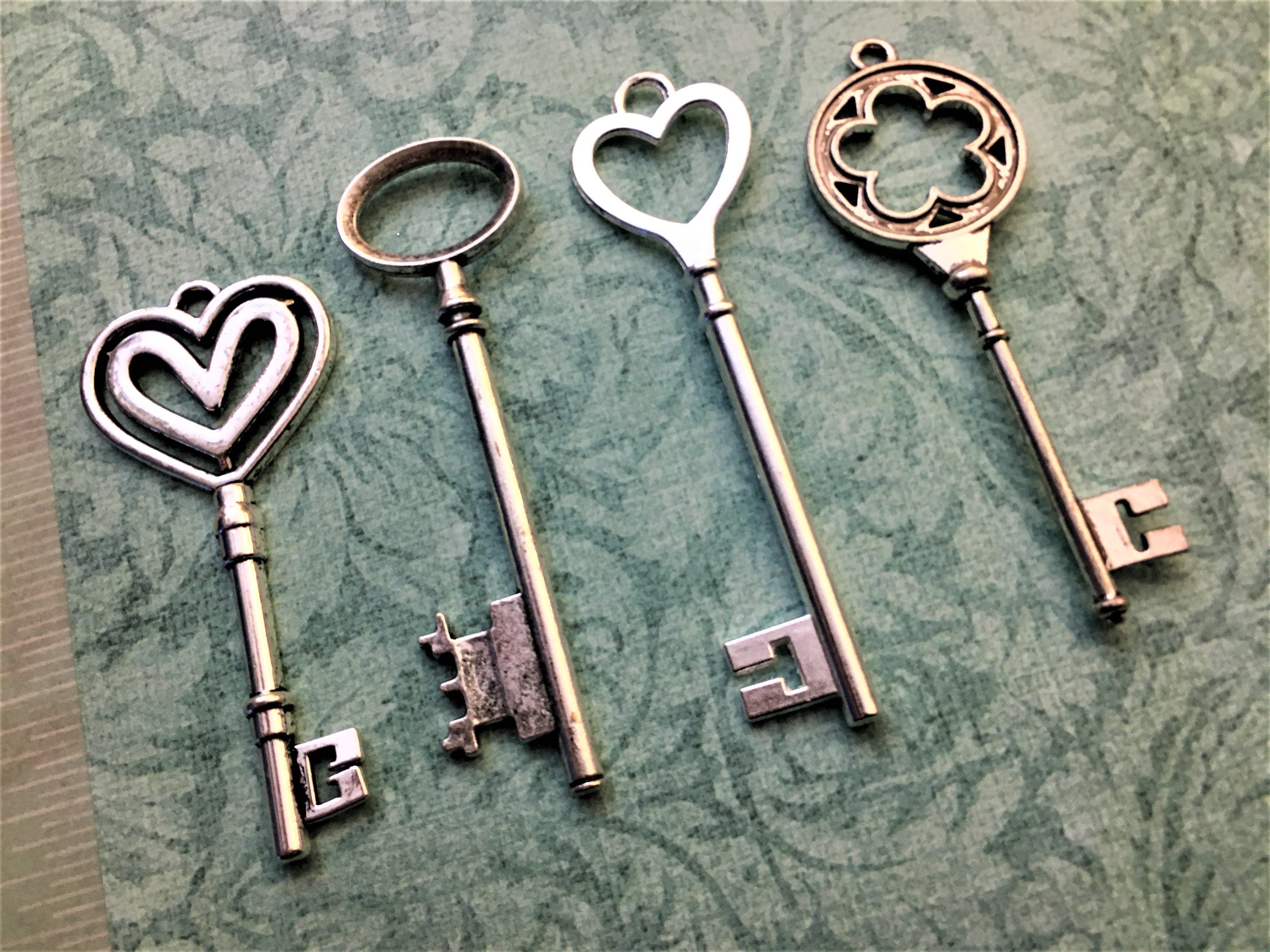 Replica 3" Extra Large Keys Big Keys Old Skeleton Charms Jewelry ...