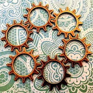 Gears Copper Steampunk Cogs Buttons Wheel Cogwheel Goggles Ticker Spline Spinning Watch Parts Altered Art Charms Jewelry Gothic Beads Crafts