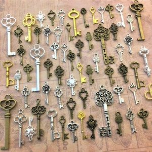 Replica Vintage Keys Wedding Bridesmaid Shower Wholesale Supplies Confetti Tag Bulk SkeletonVintage Old Charms Jewelry Steampunk Bead Craft