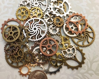 Gears Cogs Sprocket Buttons Wheels Teeth Watch Grandfather Clock Timer Face Hands Spring Steampunk Watch Parts Charms Jewelry Crafts Widget