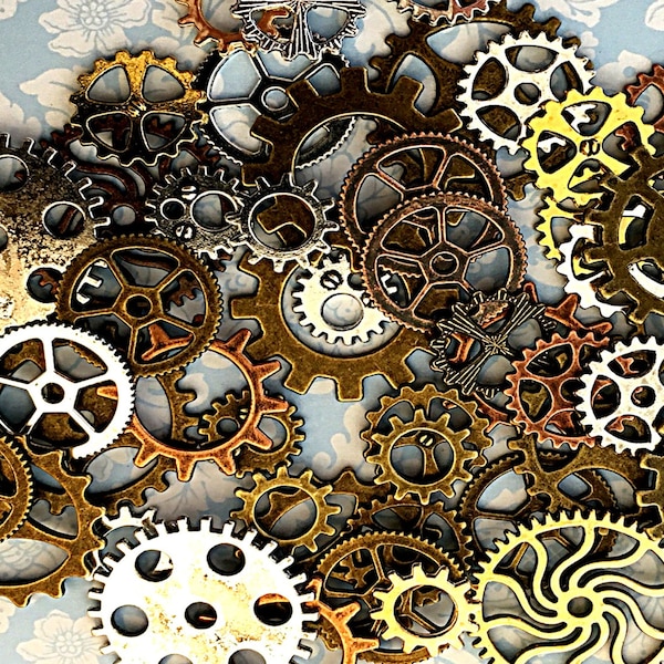 Steampunk Cogs Gears Sprocket Wheels Grandfather Clockwork Dial Buttons Watch Face Teeth Timer Parts Axel Shaft Charms Spline Beads Crafts