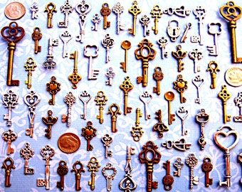 Replica Bulk Cosplay Heavenly Historical Skeleton Keys Vintage Antique Charm Jewelry Steampunk Wedding Bead Pendant Heirloom Heritage Craft