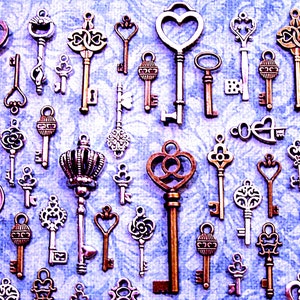 Replica Bulk Old Skeleton Keys Vintage Antique Replica Charms Jewelry Steampunk Wedding Bead Supplies Pendant Collection Reproduction Craft image 3