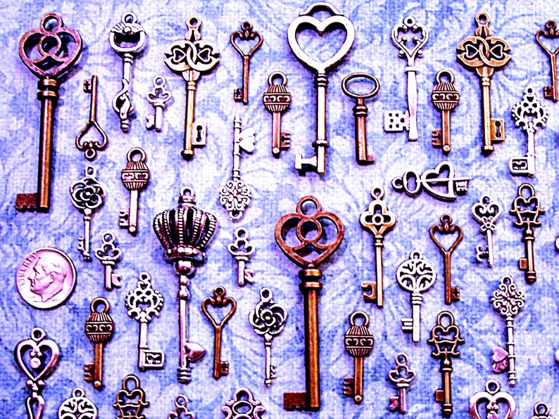 Replica Bulk Skeleton Keys of Air Vintage Antique Wholesale Charm Jewelry Steampunk Wedding Bead Supply Pendant Victorian Reproduction Craft