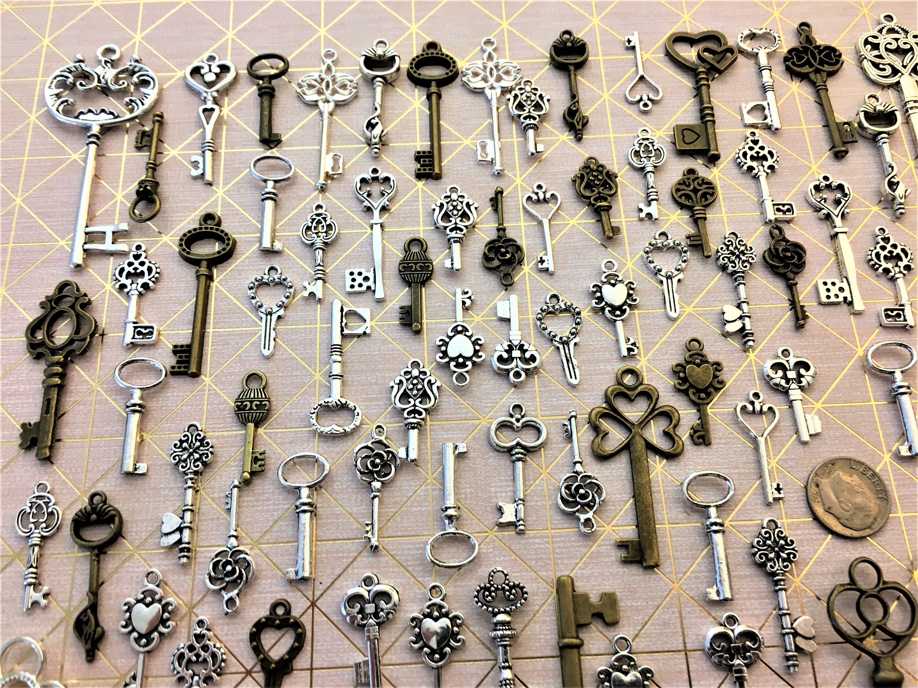 Silver & Brass Replica Vintage Keys Skeleton Key Antique Gate Church Keys  Steampunk Keys Charms Jewelry Wedding Beads Supplies Wind Chime -   Norway