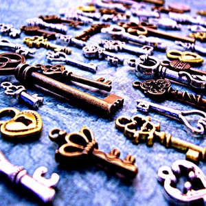 Alice in Wonderland Bulk Old Rare Skeleton Keys Vintage Antique Wind Chimes Charms Jewelry Steampunk Wedding Pendant Craft Costume Cosplay