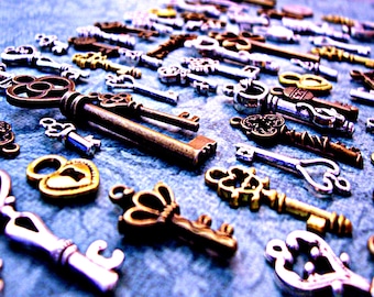 Alice in Wonderland Bulk Old Rare Skeleton Keys Vintage Antique Wind Chimes Charms Jewelry Steampunk Wedding Pendant Craft Costume Cosplay