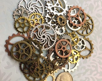 40 New Large Medium & Small Steampunk Gears Cogs Buttons | Etsy
