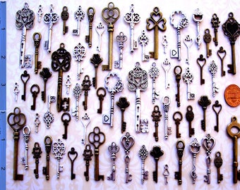 Replica Keys Antique Bulk Skeleton Vintage Charms Chest Jewelry Steampunk Wedding Bead Supplies Pendant Craft Holiday Gift Invitation Ring