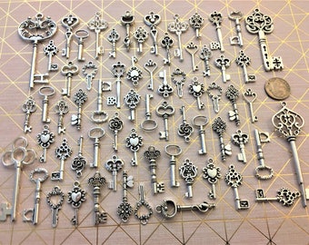 Replica Brass Silver Gold Skeleton Flying Key To Life Wind Chimes Steampunk Wedding Beads Jewelry Kid Craft Alice Wonderland Ribbon Floral