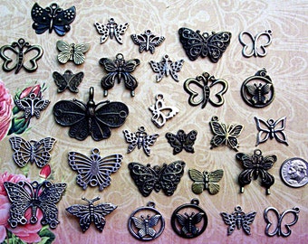 Beetle Insect Arthropod Animal Butterfly Fly New Bee Moth Charms Jewelry Steampunk Beads Supplies Pendant Set Collection Bugs Wings  Crafts