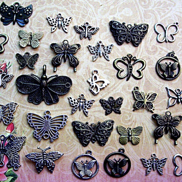 Bugs Insect Arthropod Animal Butterfly Fly New Bee Beetle Moth Charms Jewelry Steampunk Beads Supplies Pendant Set Collection Wings  Crafts