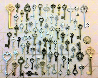 Replica Keys to Living Steampunk Antique Flying Skeleton Vintage Pewter Keys Steampunk Jewelry Crafts Steam Punk Wedding Goggles Bulk Charms