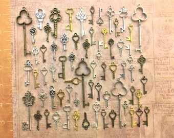 Replica Keys Skeleton Keys Bright New Vintage Keys Antique Old Keys Charms Antique Jewelry Steampunk Wedding Bead Pendant Ring Fob Craft