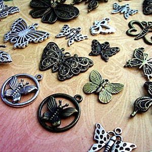 Beetle Insect Arthropod Animal Butterfly Fly New Bee Moth Charms Jewelry Steampunk Beads Supplies Pendant Set Collection Bugs Wings  Crafts