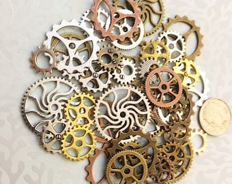 Gears New Large Medium & Small Steampunk Clock Cogs Buttons Wheels Watch Button Wobble Parts Sprocket Charms Jewelry Supplies Crafts Time