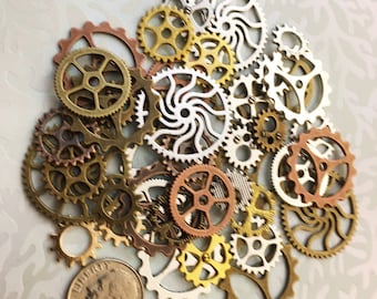 Bulk Steampunk Old Gears Cogs Buttons Wheels Watch Parts Clock Cosplay Sprockets Timepiece Face Hands Charms Jewelry Crafts Earrings Pendant