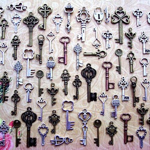 Keys To Love Replica Vintage Antiek Skelet Vliegende Charms Sieraden Steampunk Bruiloft Kraal Hanger Craft Design Alive Wonderland Master Pass