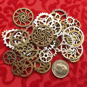 Cogs Gears Wobble Spline Cogwheel Steampunk Buttons Teeth Clockwork Wheels Watch Parts Altered Art Spindle Teeth Charms Jewelry Crafts