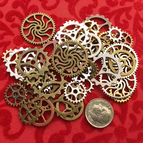 40 New Large Medium & Small Steampunk Gears Cogs Buttons | Etsy