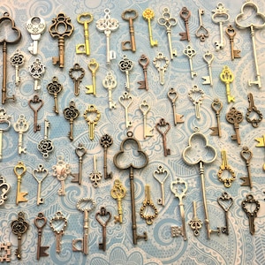 Halloween Costume Cosplay Place Cards Replica Keys Skeleton Decoration Wind Chimes Vintage Antique Charms Craft Jewelry Steampunk Bead Craft