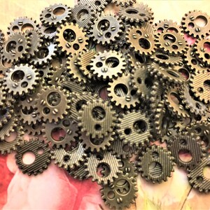 Brass Gears Cogs Clock Sprocket Face Timer Teeth Steampunk Buttons Wheels Watch Parts Charm Jewelry Supplies Craft Spring Spline Shaft Hand