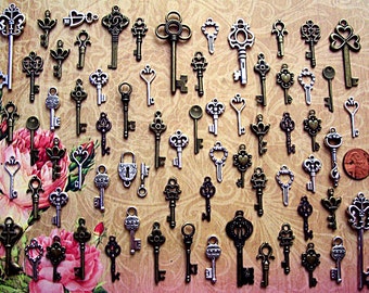 Replica Bulk Skeleton Keys Jewelry Steampunk Wedding Beads Pendant Vintage Antique Crafts Scrapbook Supplies Wineglass Charms Wholesale