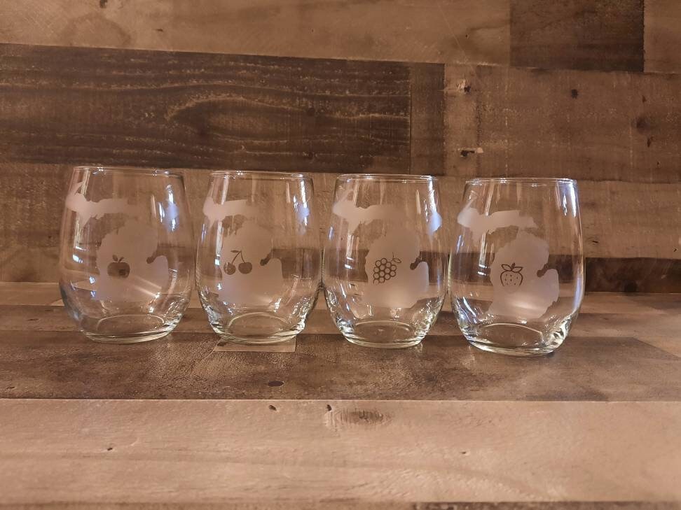 Etched Wine glass set Etsy